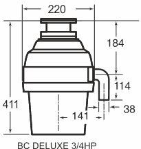 Schema drtiče odpadu Bone Crusher DELUXE 1/2HP BC 900 Bond