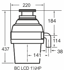 Schema drtiče odpadu Bone Crusher LCD 1 1/4HP BC 1000 Bond kliknutím schéma křivky soubor *.pdf