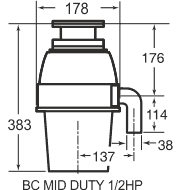 Schema drtiče odpadu Bone Crusher Mid duty 1/2HP BC 700 Bond kliknutím schéma křivky soubor *.pdf