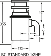 Schema drtiče odpadu Bone Crusher STANDARD 1/2HP BC 600 Bond